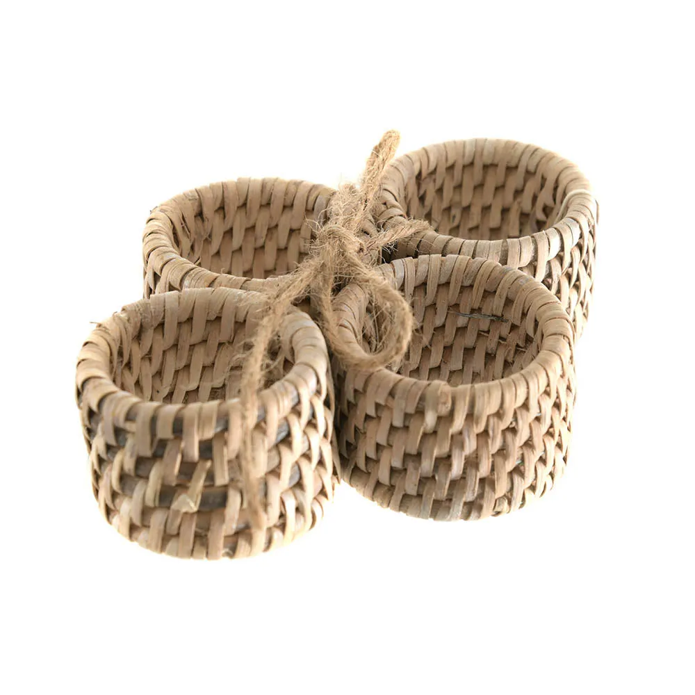 Rattan Napkin Ring Set/4 White Wash