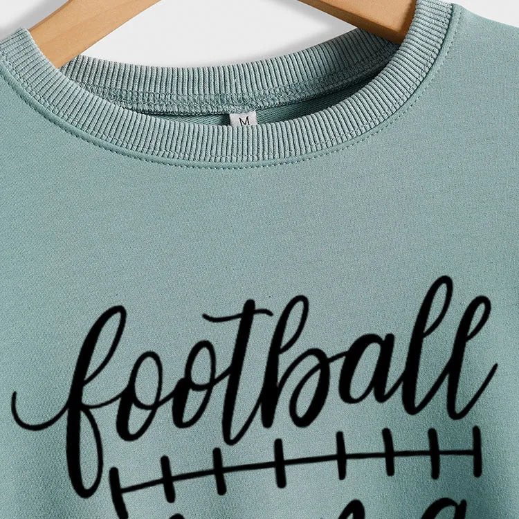 Round Neck Tops Long Sleeves Football Mama Print Loose Sweatshirt