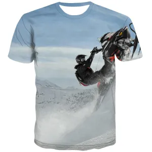 Ski T shirts Men White Tshirts Cool Movement T-shirts 3d Snowfield Shirt Print