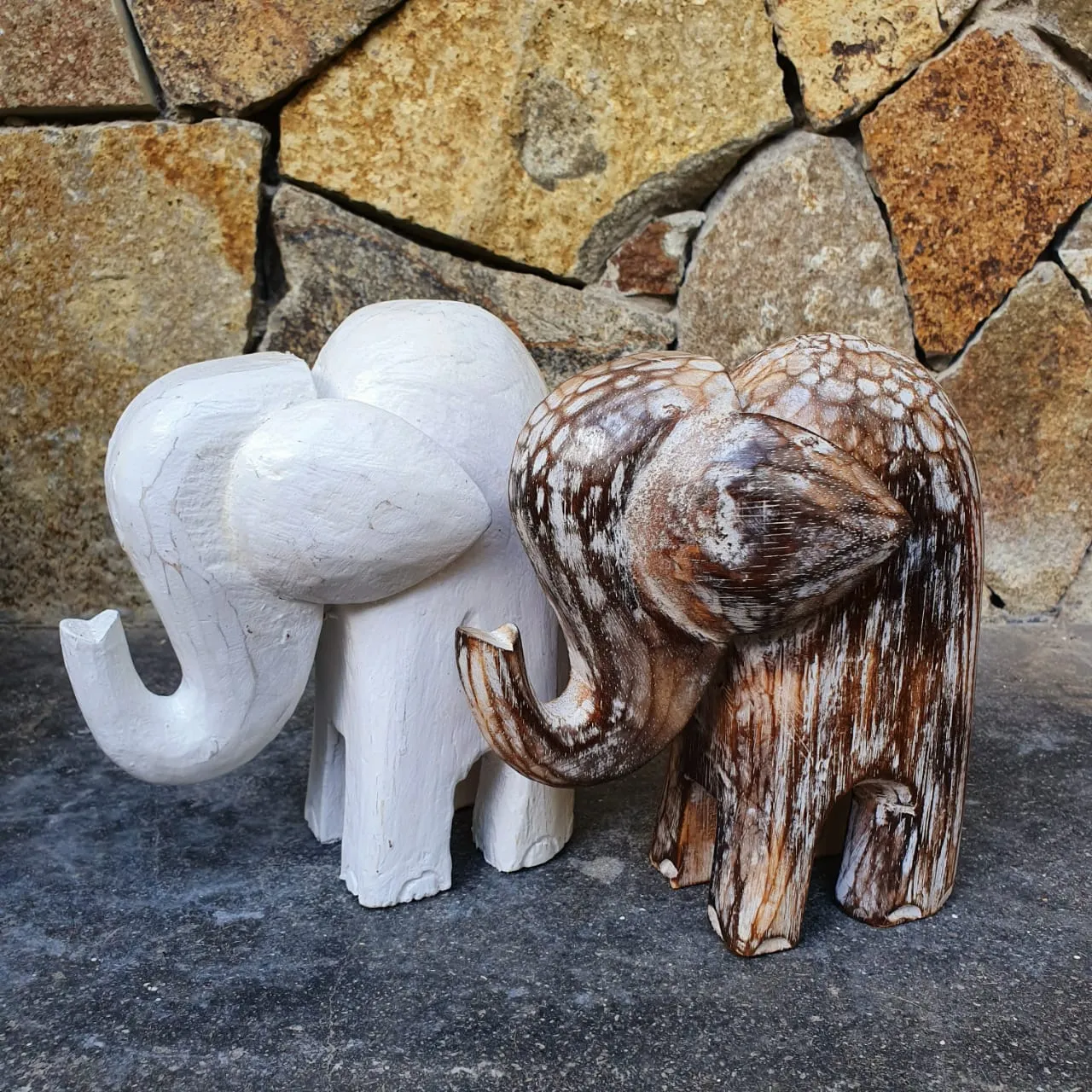 Small Carved Wooden Baby Elephants