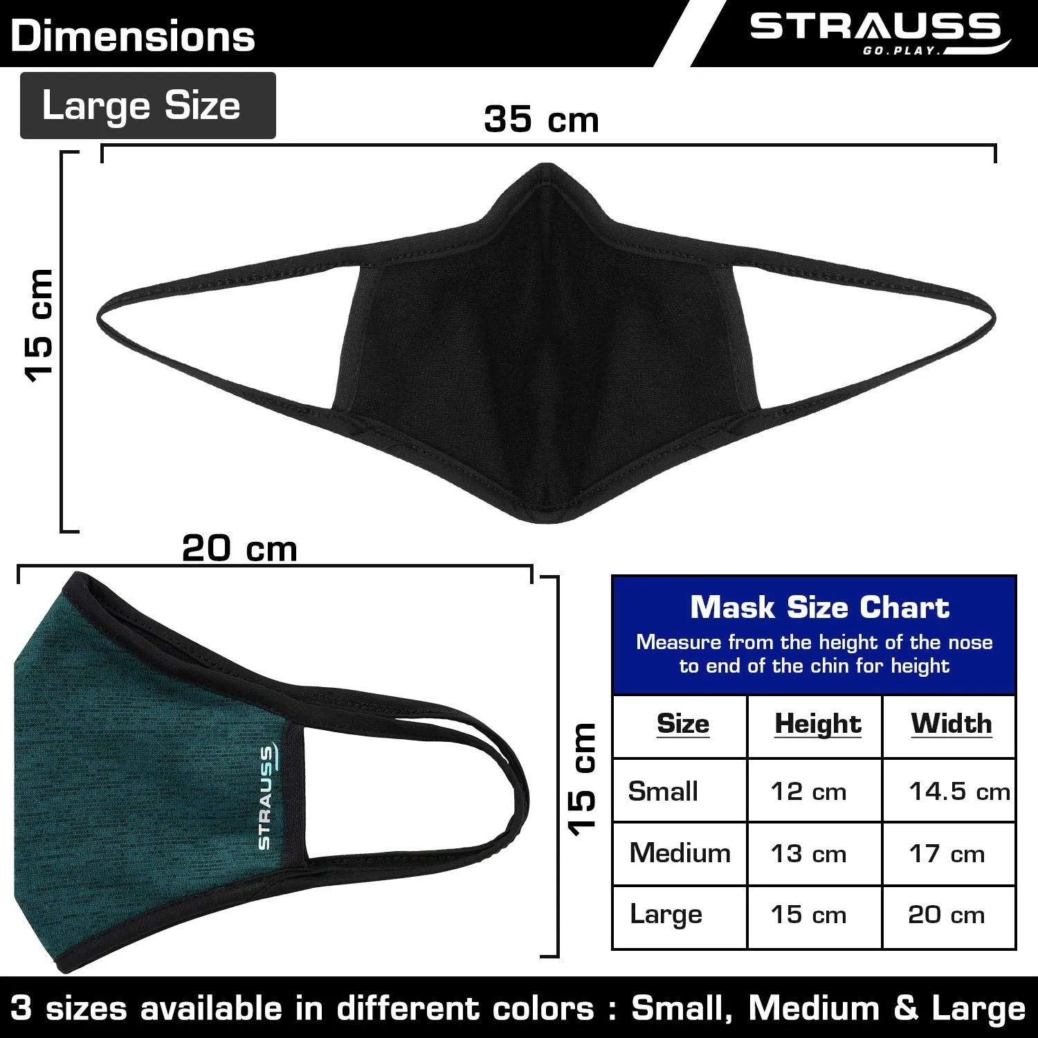 STRAUSS Unisex Anti-Bacterial Protection Mask, Non Vent, Medium, (Grey)