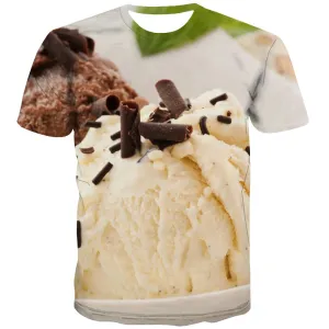 Sweet T-shirt Men Gourmet T shirts Funny Icecream T-shirts 3d Colourful Shirt Print