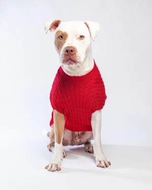 The Uptown Cable Knit Sweater in Big Apple Red Merino Wool (Made in NYC) (FINAL SALE)