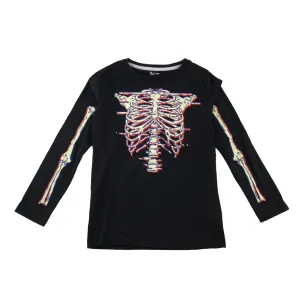 Tu t-shirt 7-8 years black pixelated skeleton long sleeve cotton