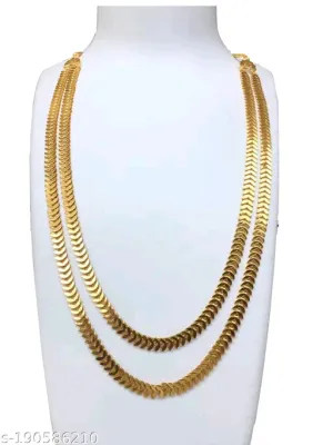 TVARA Brass Designer Gold Plated Necklace (30 Inch) for Women &amp; Girls