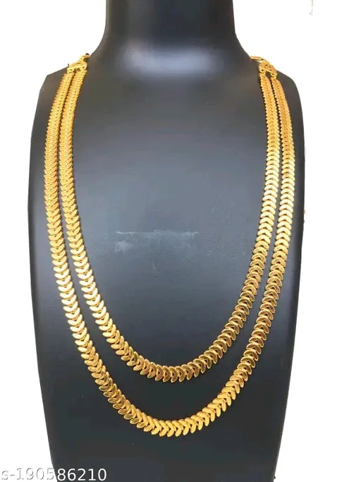 TVARA Brass Designer Gold Plated Necklace (30 Inch) for Women &amp; Girls