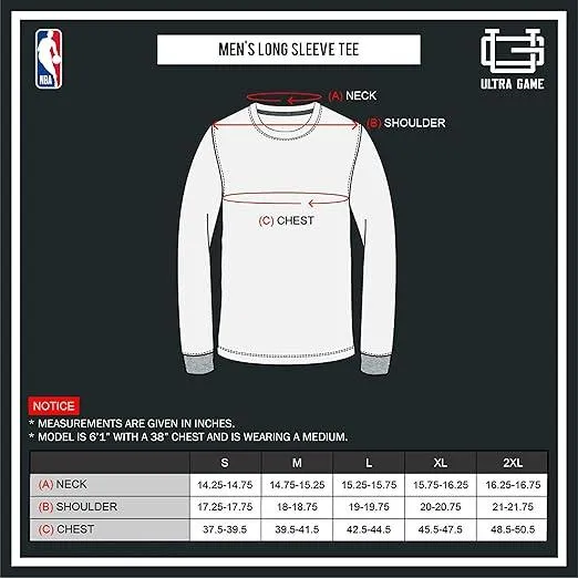 Ultra Game NBA Official Men’s Super Soft Supreme Long Sleeve T-Shirt - Unisex, Houston Rockets, Heather Gray|Houston Rockets