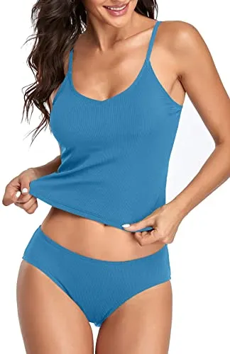 Upopby U-neck Sport Long Belly Hide Swimsuit Tankini