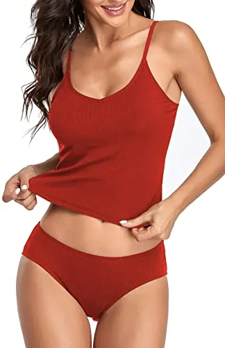 Upopby U-neck Sport Long Belly Hide Swimsuit Tankini