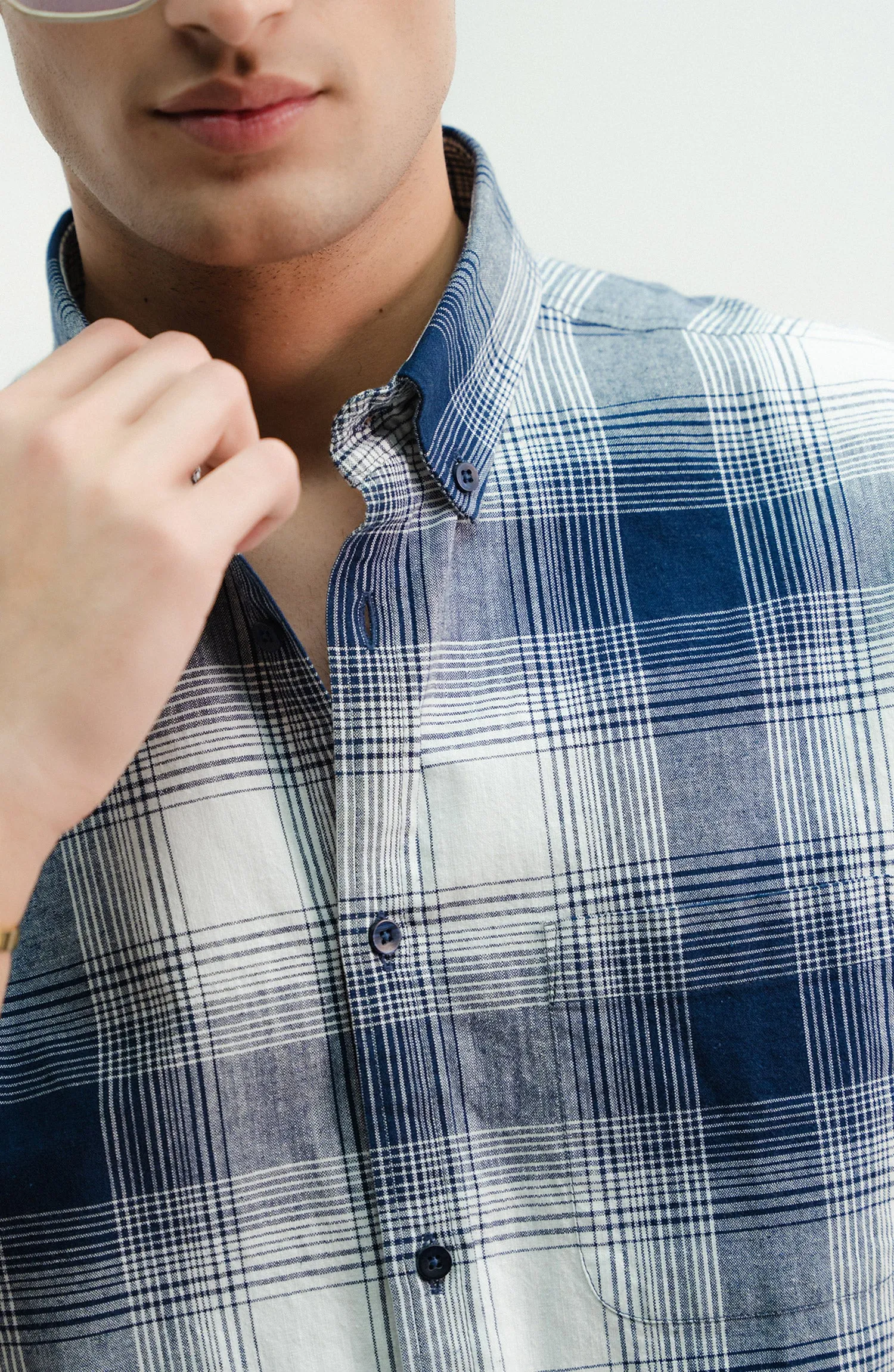 White/Navy Check and Stripe Shirt