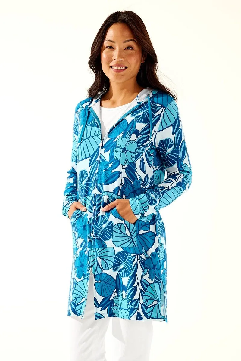 Women's Cabana Hoodie | Afina Blue Casia Palm