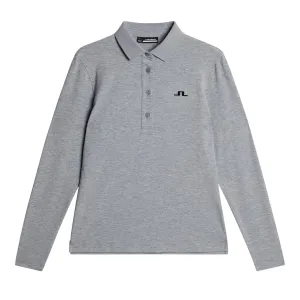 Womens Flor LS Soft Touch Polo Medium Grey Melange - AW24