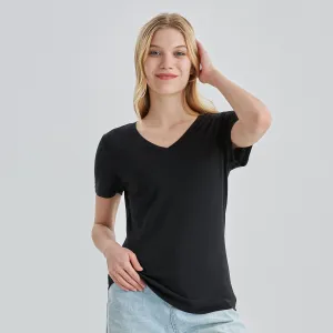 Women’s Merino 170g V-Neck  Short Sleeve T-Shirt  Black